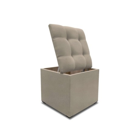 Puff with a lid and weighting, 400 × 400 × 420 mm, eco -leather, Marvel Cream color-2