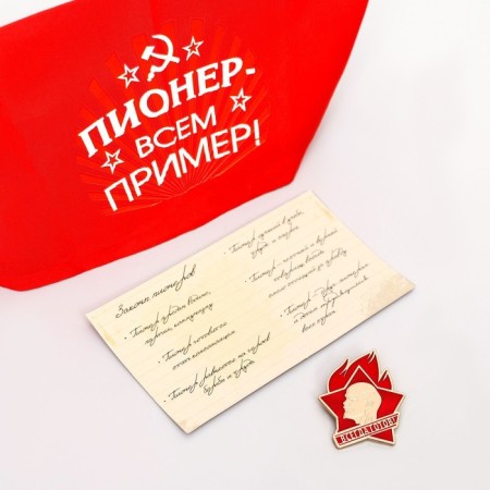 Set of pioneer “Pioneer - An example”, 5 subjects: tie, cap, icon, charter, certificate-1