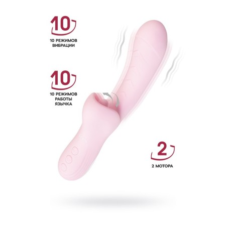 Vibro -roller with a caressing tongue Jos Orali, 22 cm, silicone, pink color