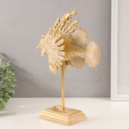 Souvenir Polystone "Radiant Fish" gold with a patina 25x11x33 cm-2