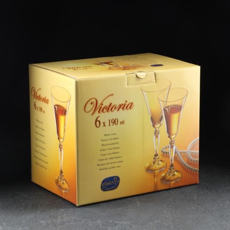 A set of glasses for wine Victoria, 6 pcs, 190 ml, crystal glass-4