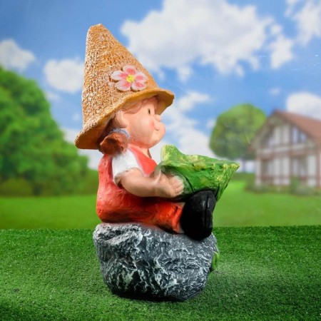 Garden figure "Girl on a stone with a sheet" 48x29cm-2