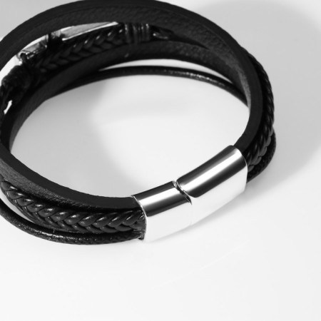 Bracelet Skin "Cross" 5 threads, silver-black color, 21 cm-2