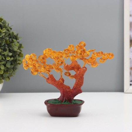 Souvenir Bonsai Polystone, metal "Tree of life in a pot" 8x17x16 cm-2
