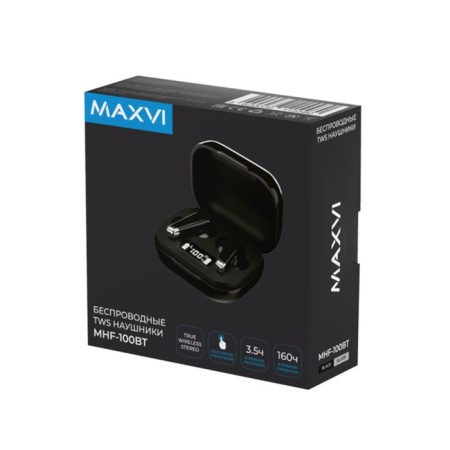 Headphones Maxvi MHF -100BT, sensor, microphone, 40/250 mAh, black - silver-2