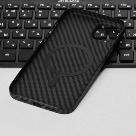 Hoco Case for the IPhone 14 Plus phone, Kevland texture, Magsafe support, black-4