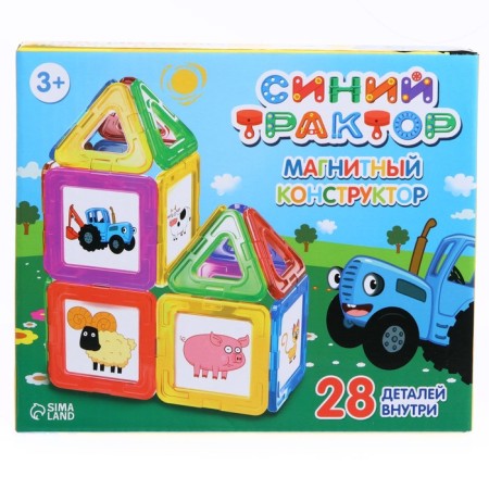 Magnetic designer "Blue Tractor", 28 parts-4
