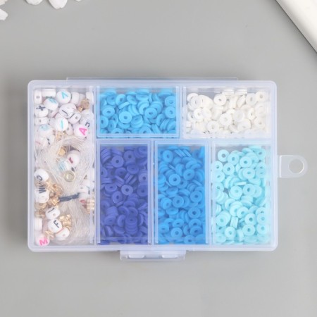 Beads in the casket "Blue" thread 0.8 mm 5 m 12x8.4x2.2 cm-3