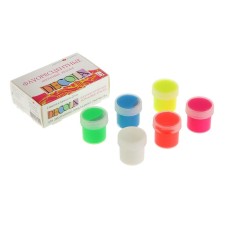 Acrylic paint, set of 6 colors x 20 ml, FLUO, ZHK Decola, fluorescent, 4341100