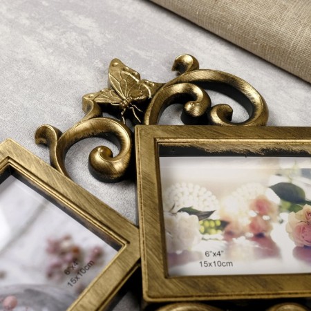 Photo frame plastic in 9 photos 10x10, 10x15 cm "Patterns" Dark Gold 54x49 cm-3