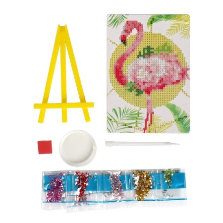 Diamond mosaic with partial filling on the stand “Flamingo”, 13 x 19 cm, cardboard-2