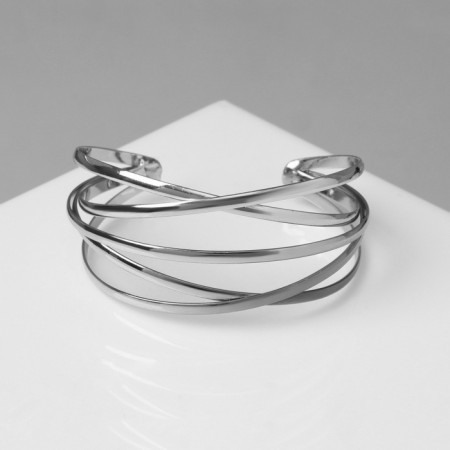 Metal Bracelet "Athena" multi -layer, silver color-4