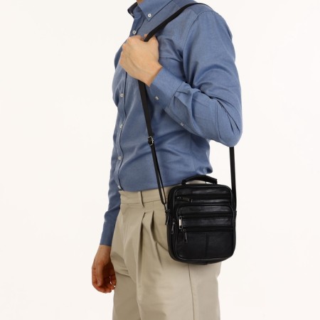 Male bag on lightning, long belt, black color-5