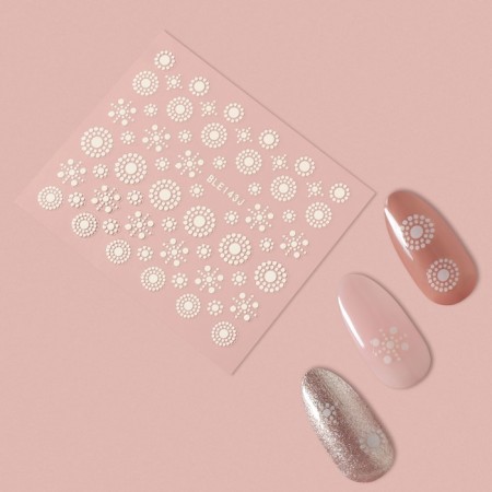 Nail stickers "Patterns", voluminous, white color