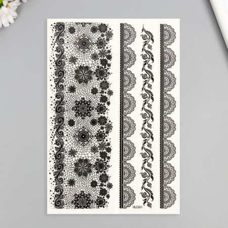 Tattoo on the body Black "openwork patterns" 25x15 cm