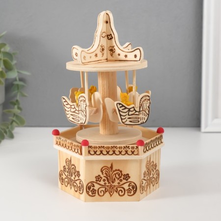 Souvenir musical mechanical tree "Carousel - Bear in the boat" 10x11.5x18.5 cm-1