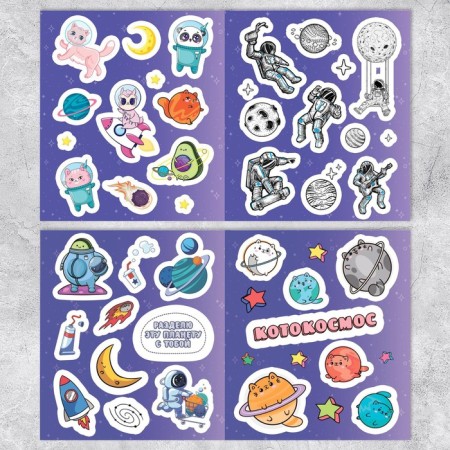 Album of stickers "Cosmos", 8 sheets, 11 x 13.5 cm-1