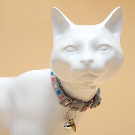 Fly collar "tender tenderness", with a bell and suspension, 30 x 1 cm, polyester, gray-2