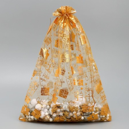Bag Gift Organza "Golden Gifts", 30 x 40 cm +/- 1.5 cm, New Year-1