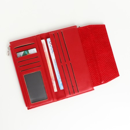 Women's wallet on magnets, red color-4