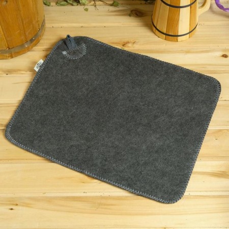 Set of bath gray 3 items without embroidery (hat, mittens, rug) in film-3