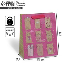 Package Gift Crafts Vertical, packaging, “Cute cats”, Ml 23 x 27 x 8 cm