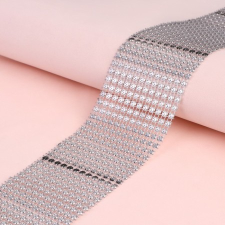 Ribbon with imitation of rhinestones, 6 cm, 1.5 m, silver color-1