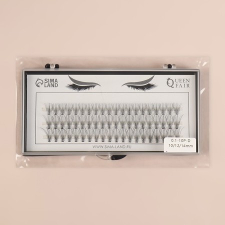 A set of overhead eyelashes "Classic", bundles, 10, 12, 14 mm, thickness 0.1 mm, bend D, 10 D-5