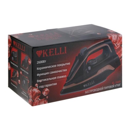 Iron Kelli KL-1645, 2600 W, ceramic sole, wireless, 320 ml, black-10