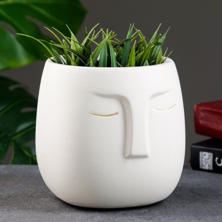 Pot "Mr. Twix" 15x15x15cm, white-1