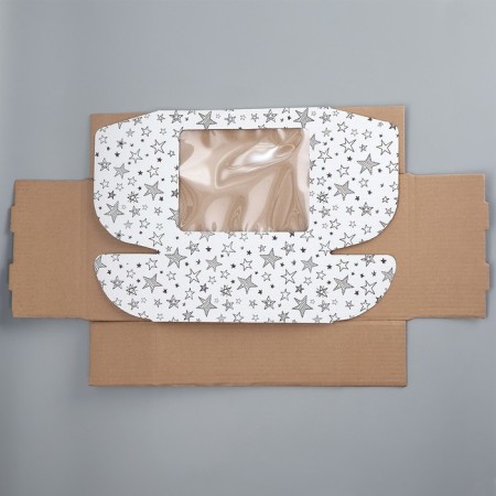 Box a gift team with a window, packaging, "stars", white, 27x10x21 cm-5