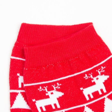Women's socks "Patterns and deer" color red, size 23-25-2