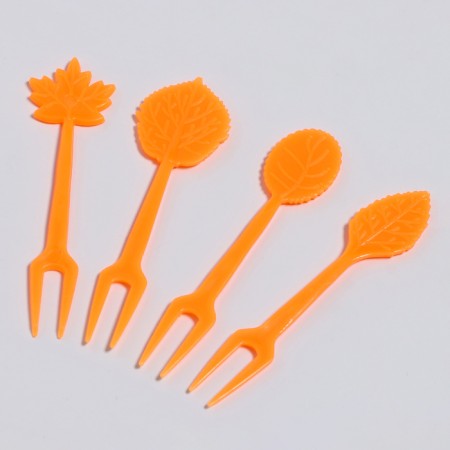 Autumn leaves skewers, set 24 pcs, color orange-1