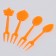 Autumn leaves skewers, set 24 pcs, color orange