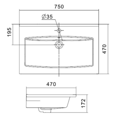 Furniture Santek "Elina 75" with a hole for the mixer-3