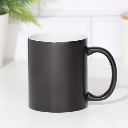 Sublimation mug, chameleon, ceramic with a logo, black color, volume 320 ml-2