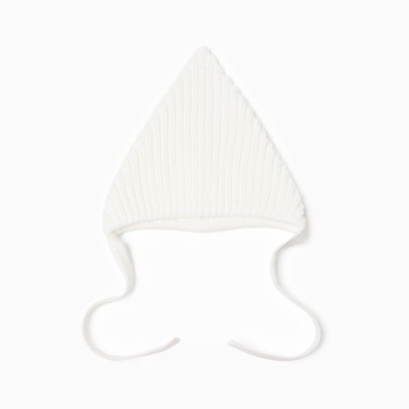 Knitted children's hat minku, white color, size 36-38-8