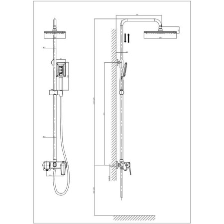 Shower system Rush Nevis NE1735-40, tropical shower, hand watering can, chrome-1