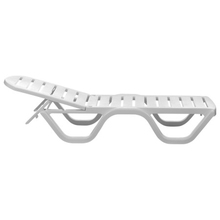 Plastic deck chair, 198 x 62 x 32 cm, white-6