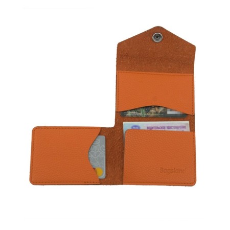 Cartholder, genuine leather, orange 10x8.5x1.5 cm-2