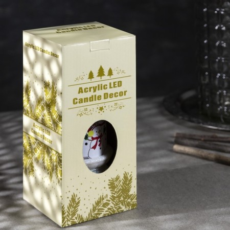 LED figure "Candle with a snowman" 10 × 23 × 10 cm, plastic, AAX3 batteries (not in the kit), RGB glow-4