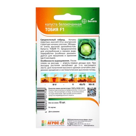 Cabbage Cabbage seeds "Tobia" F1 15pcs* Seminis-1