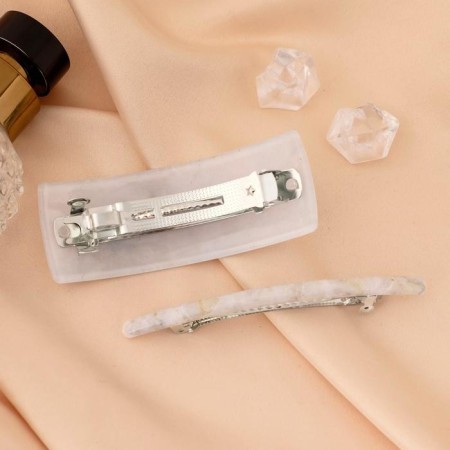 Halfish hair clip "Marble pattern" (set 2 pcs) 9 cm and 9.5 cm-1