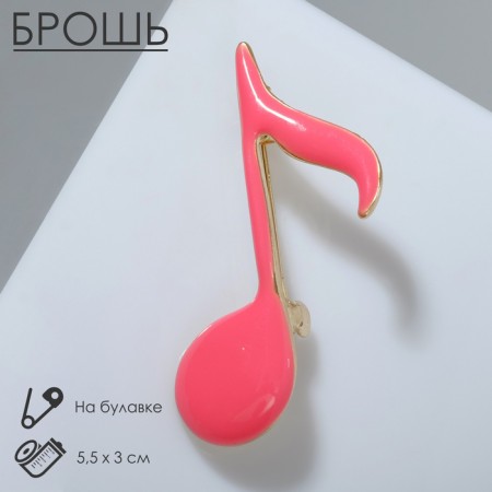 Brooch "Nota", neon-pink color in gold
