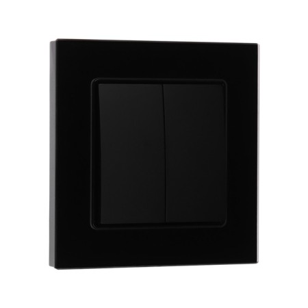 Tot Glossy Glass switch, 10 a, 2 keys, hidden, glass, black-1