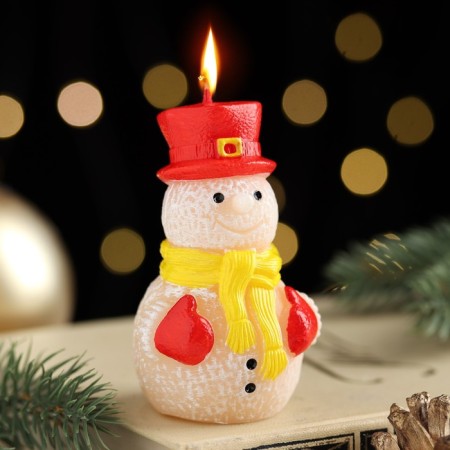 Decorative candle "Toy snowman", 4.9x4, x8 cm