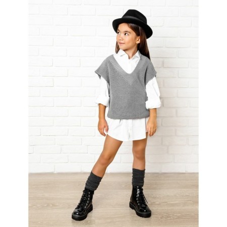Vest for girl Knit, height 122 cm, gray color-8