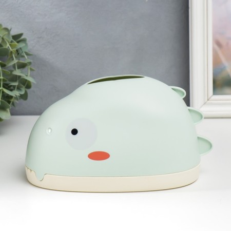 Casket Plastic for napkin "dinosaur" light green 12x12x21 cm-2