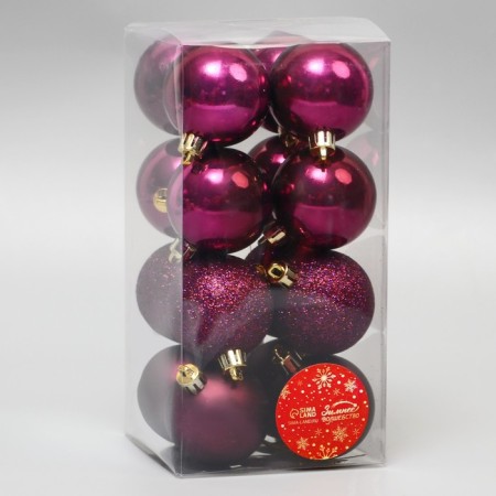 Set of balls plastic D-5 cm, 16 pcs "Festive assorted"-1