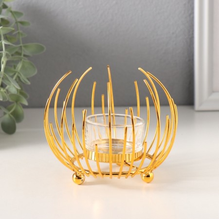 Summary metal, glass per 1 candle "Golden Flower from Prutey" d = 4.5 cm 12x12x9 cm-1